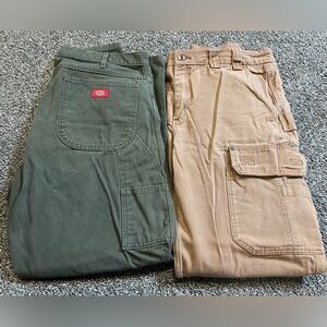 Men’s Canvas Cargo (2) Duluth Trading Co Firehose Work Pant & Dickies 38x30